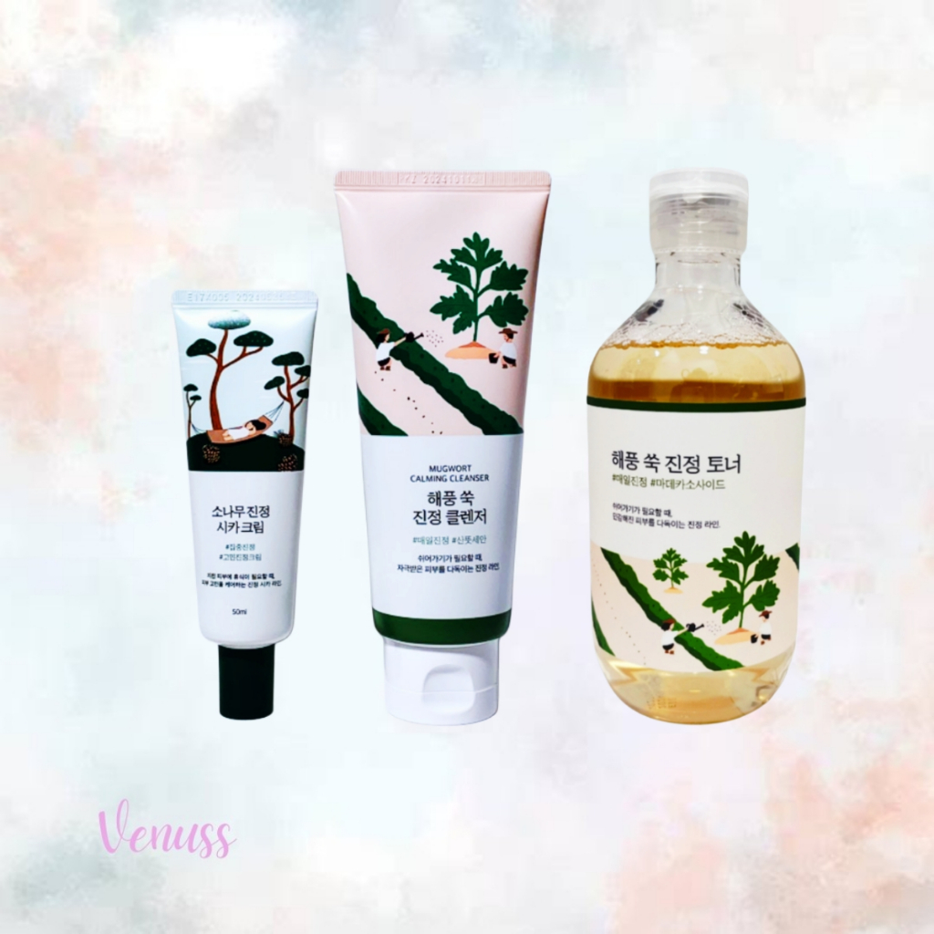 ROUND LAB Mugwort Calming Cleanser 150ml | ROUND LAB Mugwort Calming Toner 300ml | ROUND LAB Pine Ca