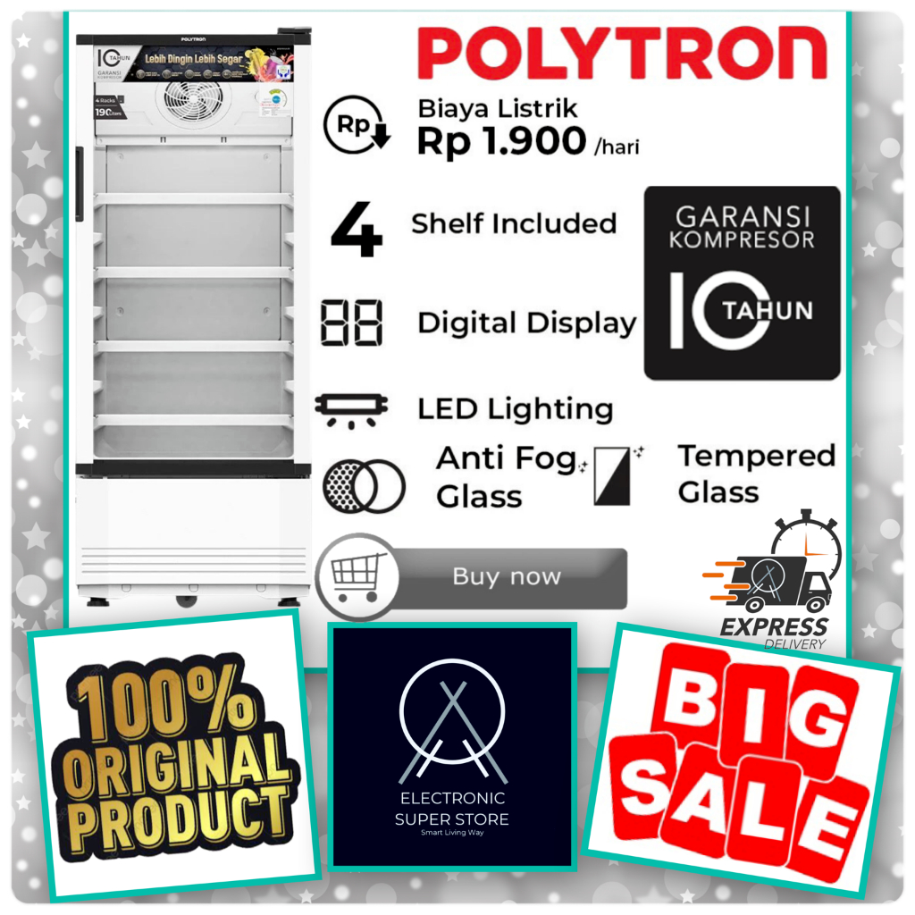POLYTRON SHOWCASE SCN-190 SCN190 SCN 190 SUPER LOW WATT 190L ANTI FOGGING POLYTRON SHOWCASE CHILLER 