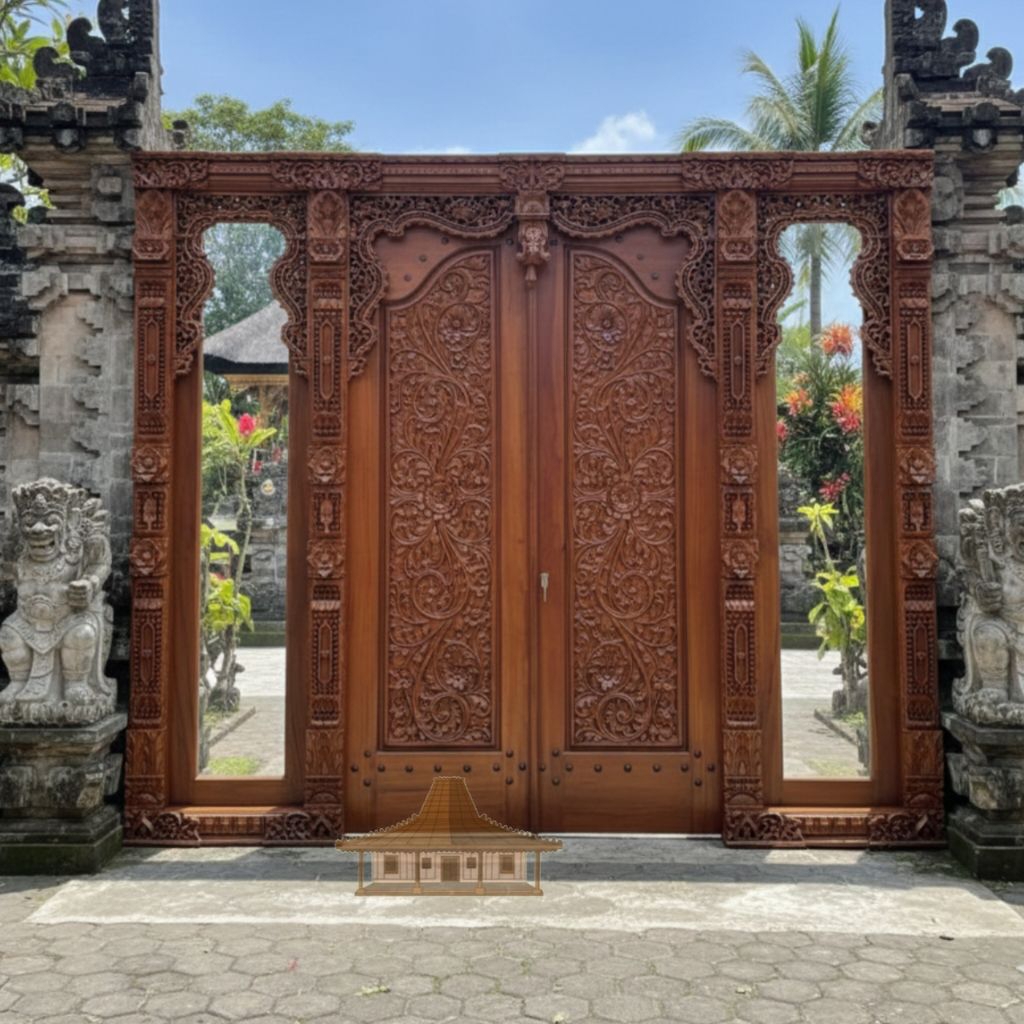 PINTU RUMAH AESTHETIC GEBYOK KOMBINASI KACA