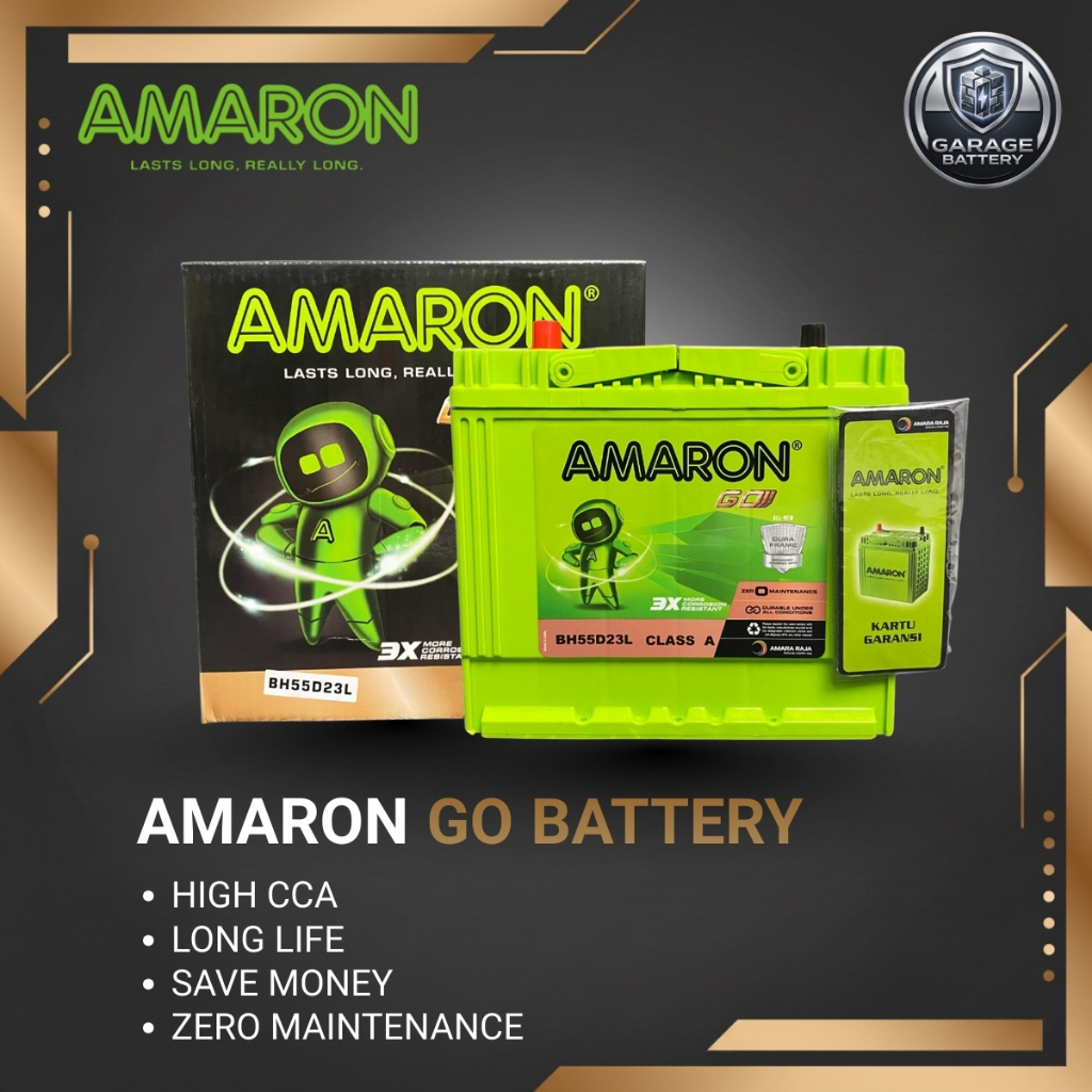 Amaron GO Aki Mobil Wuling Alvez 55D23L 12V / 60Ah - Aki Kering