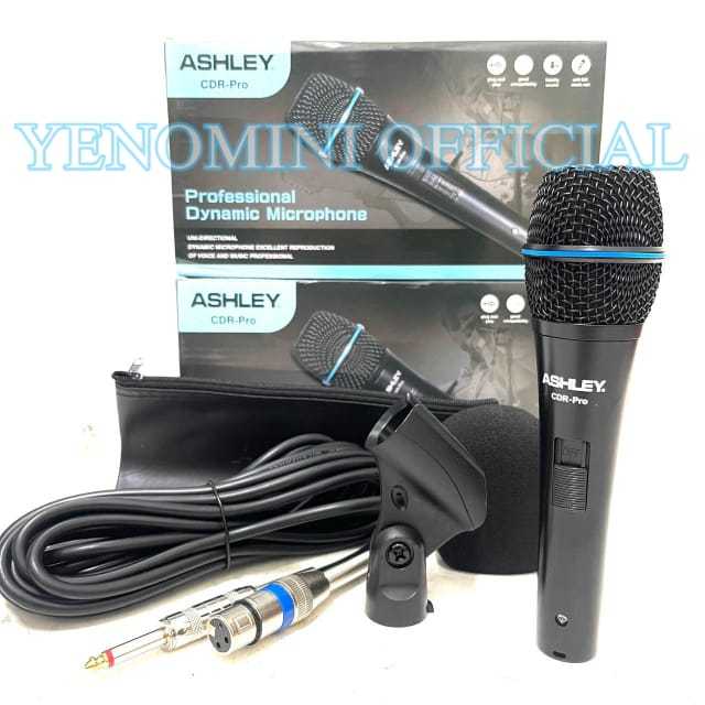 Mic Kabel Ashley CDR PRO Condenser Original Free Stand & Sarung Microphone Condensor Ashley CDR-PRO 
