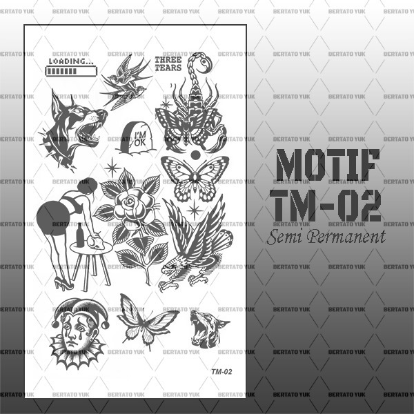BERTATO-Stiker tato temporer semi permanen Seri TM-02 / Tato temporer anti air semi permanen / Berta