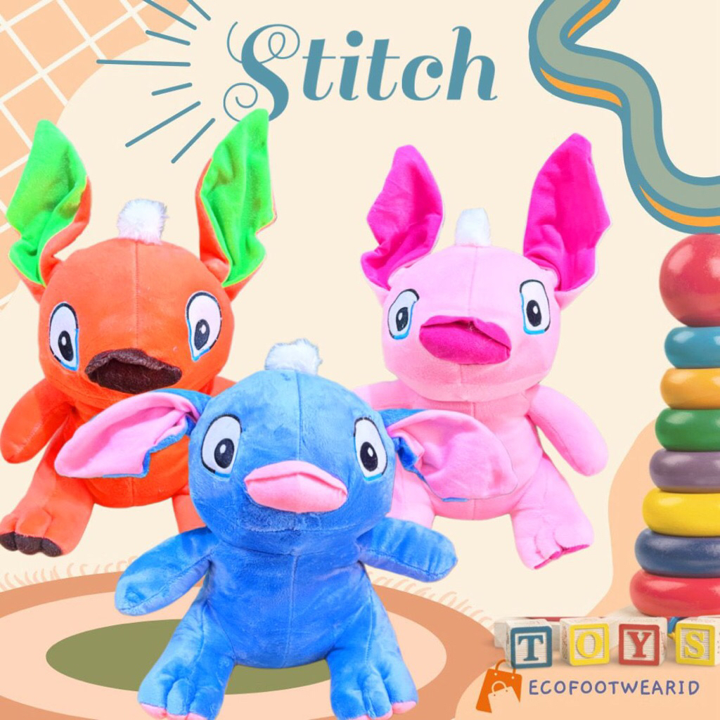 Boneka Stitch Lilo stitch korea duduk lucu boneka karakter stitch biru telinga panjang  import ecofo