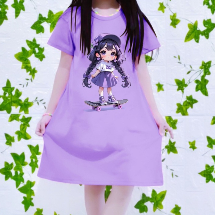 daster anak perempuan SKATEBOARD GIRl 3-12 TAHUN