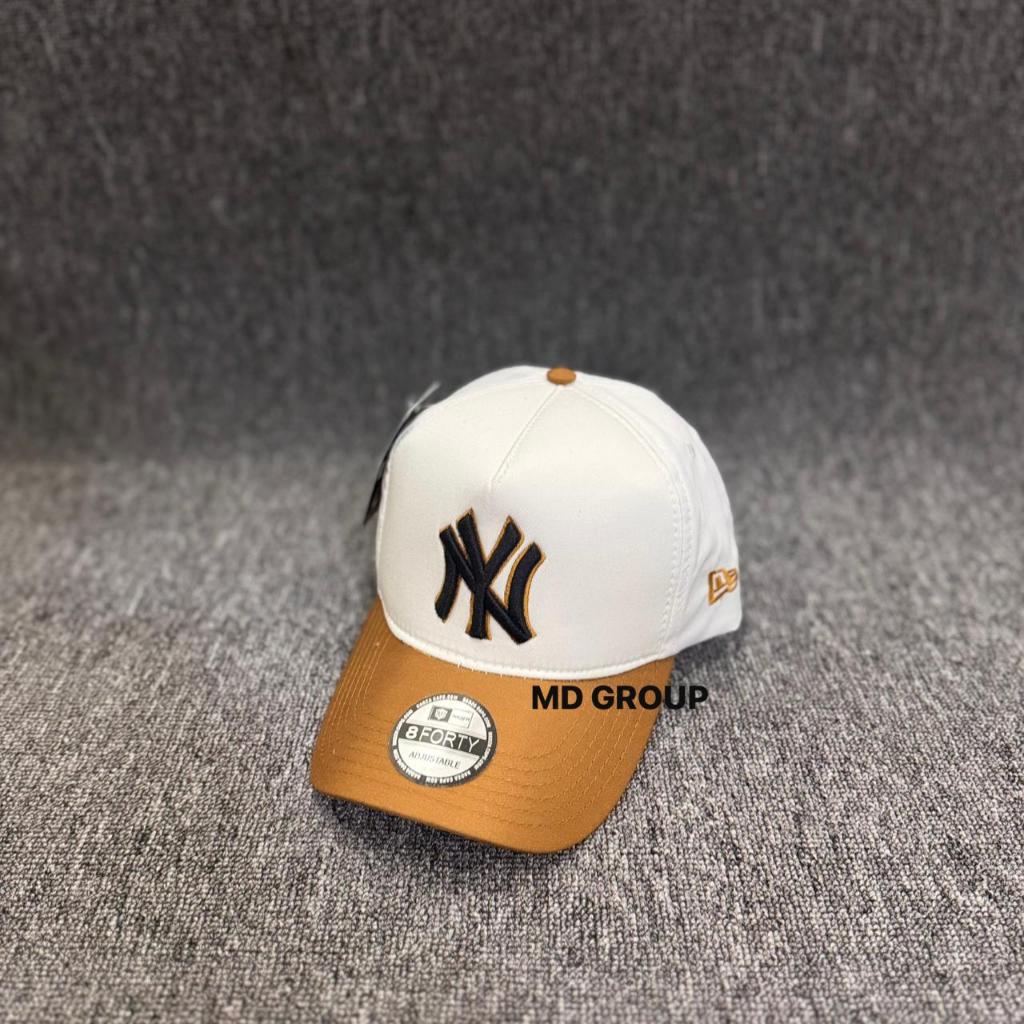 Topi Baseball NY Putih Coklat  8Forty Adjustable  Topi Casual Pria Wanita