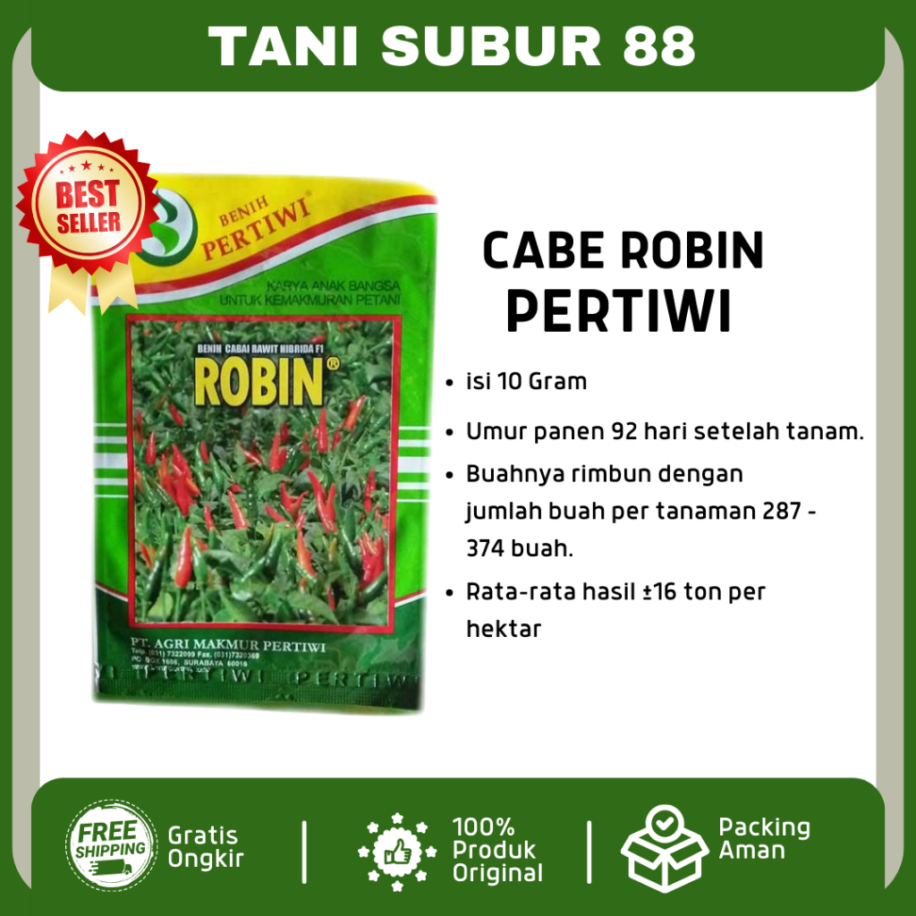 Benih cabe rawit hijau ROBIN F1 10 gram cabai cabe rawit robin f1 dari benih pertiwi