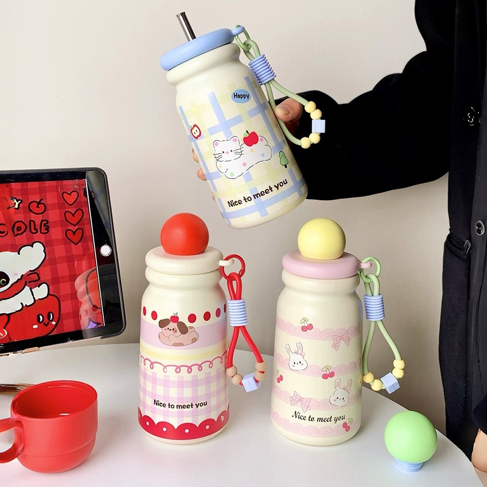 [MS] Botol Minum Anak 500 ml Stainless sus316 Tumbler Portable Tumblr Lucu Tahan Panas & Dingin