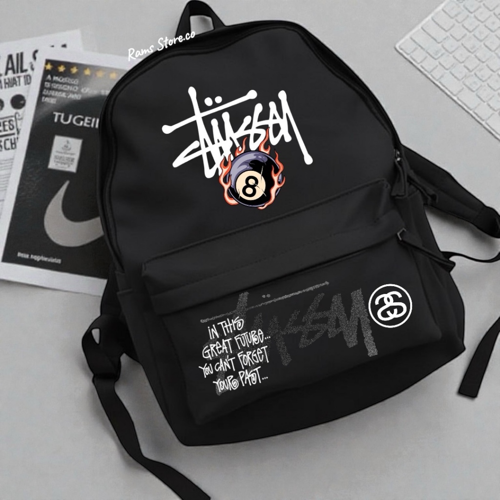 Tas Ransel Pria Stussy Edgy Termurah 2025 Backpack Gendong Kekinian STUSSY Logo Kece Terbaru Viral