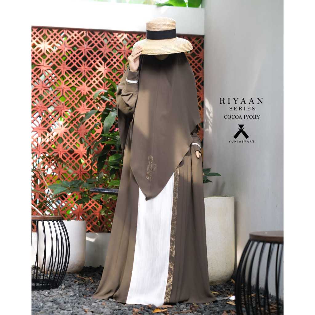 RIYAAN SERIES YUNIA SYARI COCOA IVORY | KHIMAR BANDANA | BERGO | KHIMAR NONPAD | SET BAJU MUSLIM | A