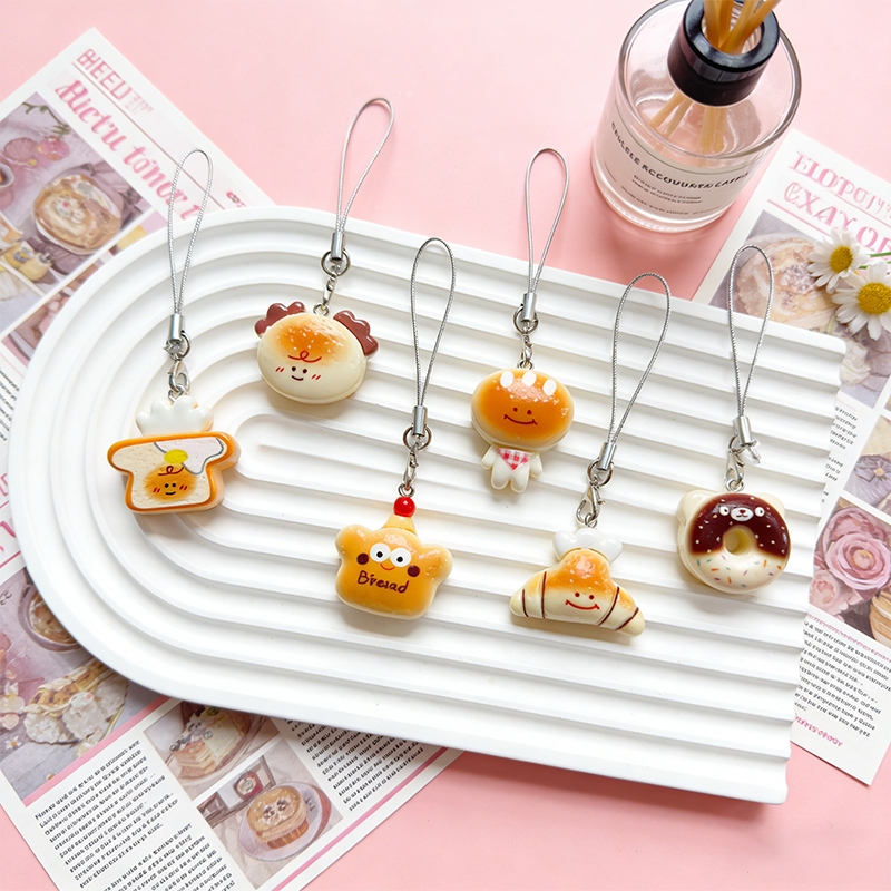 Gantungan Kunci & Rantai HP Gantungan Tas Lucu Topi Koki Makanan Miniatur Lembut Menggemaskan Roti T
