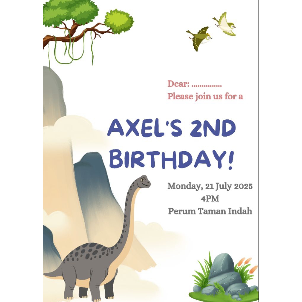 [10PCS] UNDANGAN ULTAH ANAK | UNDANGAN ULTAH DINOSAURUS | UNDANGAN ANAK LUCU | UNDANGAN ANAK MURAH