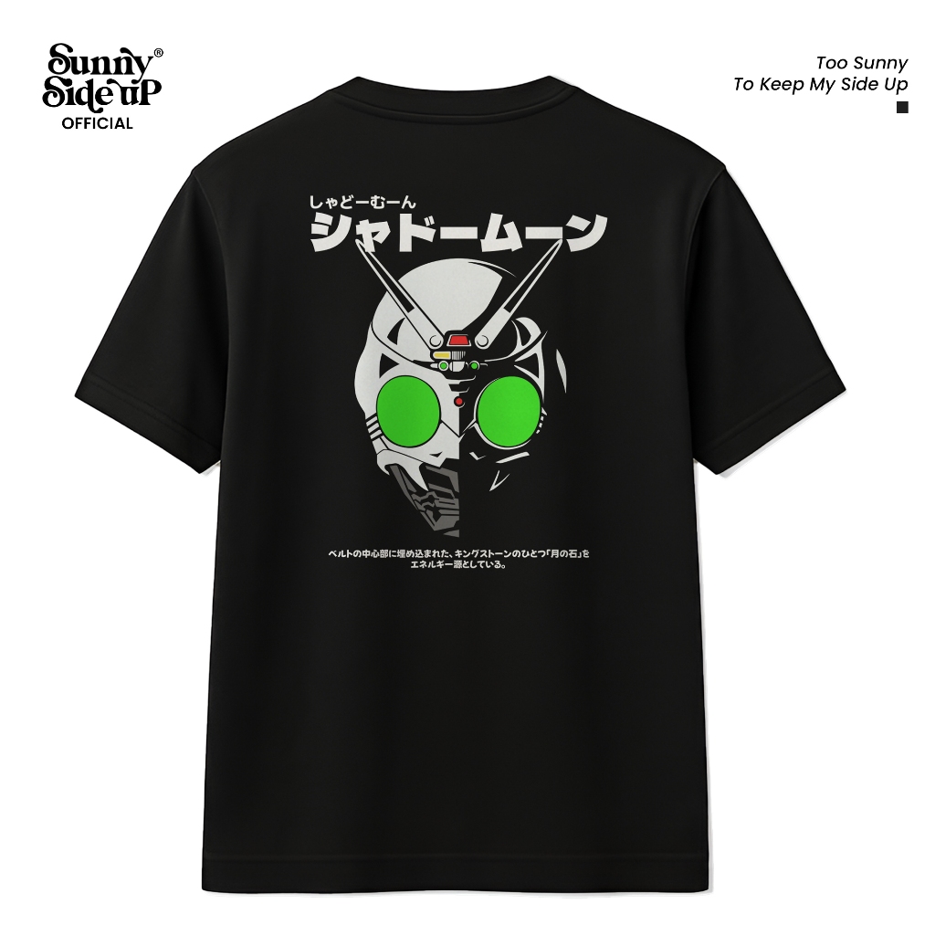 SUNNY SIDE UP Kaos T-shirt Distro Streetwear Pria Wanita Kamen Rider Shadow Moon Black DB Combed 24s