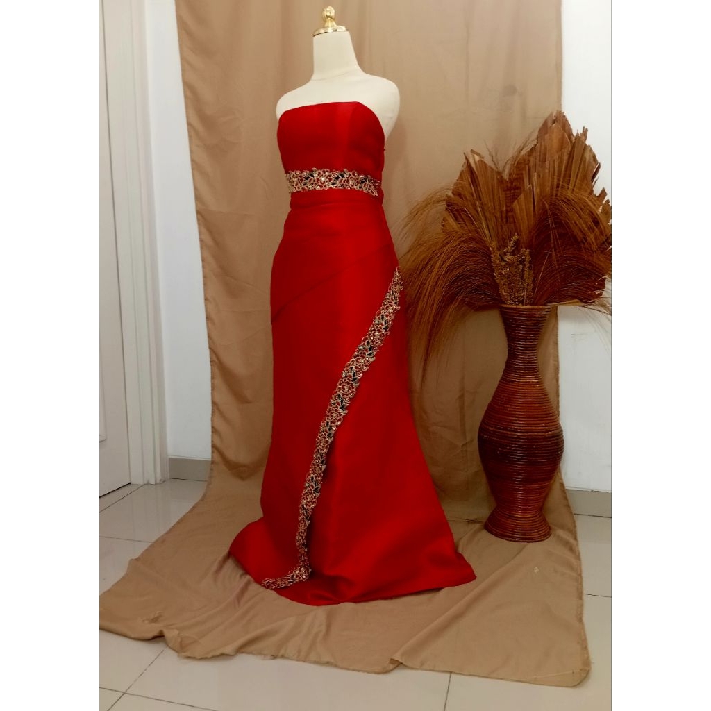 sewa gaun cheongsam merah-sewa gaun wedding-sewa wedding dress murah