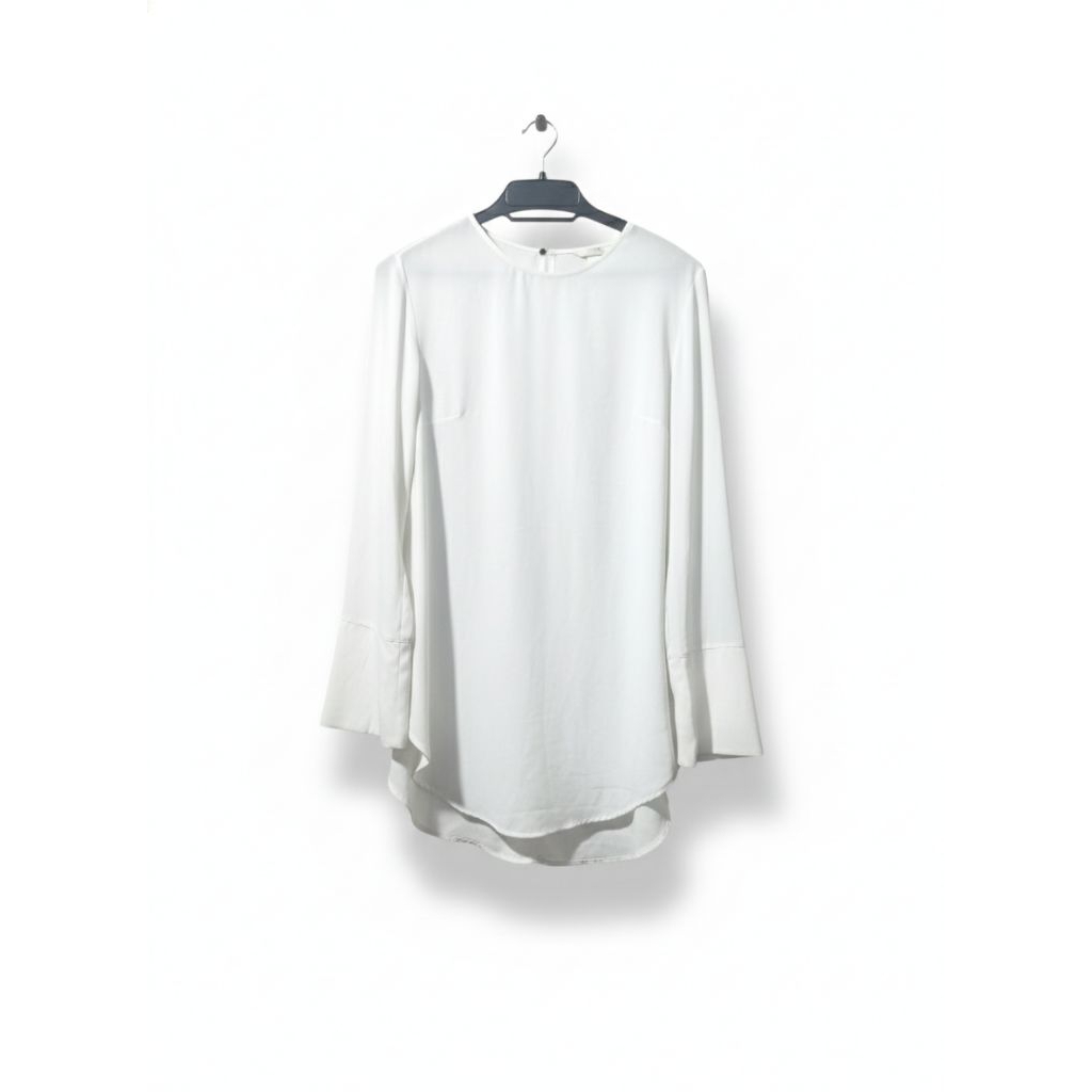 blouse HM white long Sleeve blus putih polos branded wanita