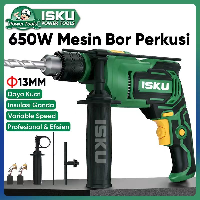 ISKU Bor Listrik 13mm Mesin Bor Bor Impact Bolak Balik Bor Listrik Impact Impact Drill Listrik Elect