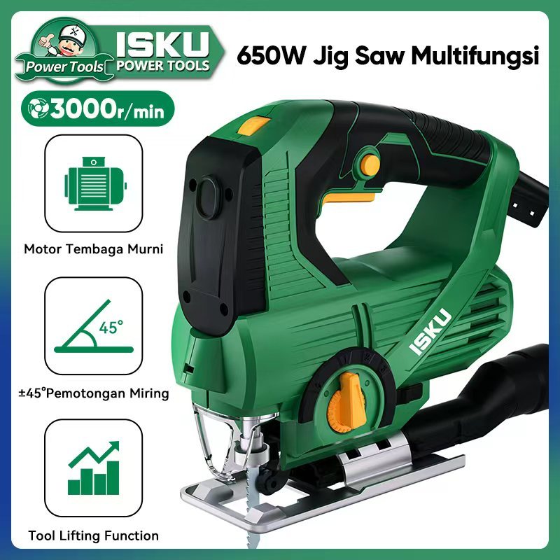 IKSU Mesin Gergaji Jigsaw 650W  Mesin Potong Kayu Jigsaw Triplek Potong Kayu Electric Jigsaw Mesin G