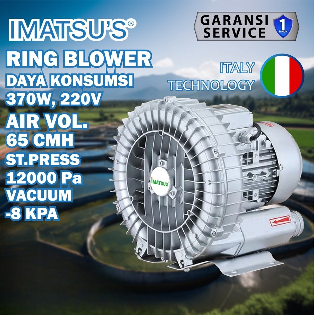 IMATSU'S Ring Blower 370W Air Pump Blower Aerator Oksigen Tambak Kolam Ikan Udang Industri 220V