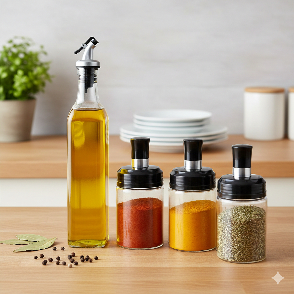 Tempat Bumbu - Tempat Bumbu Dapur Set - Wadah Bumbu - Tempat Minyak Tempat Garam