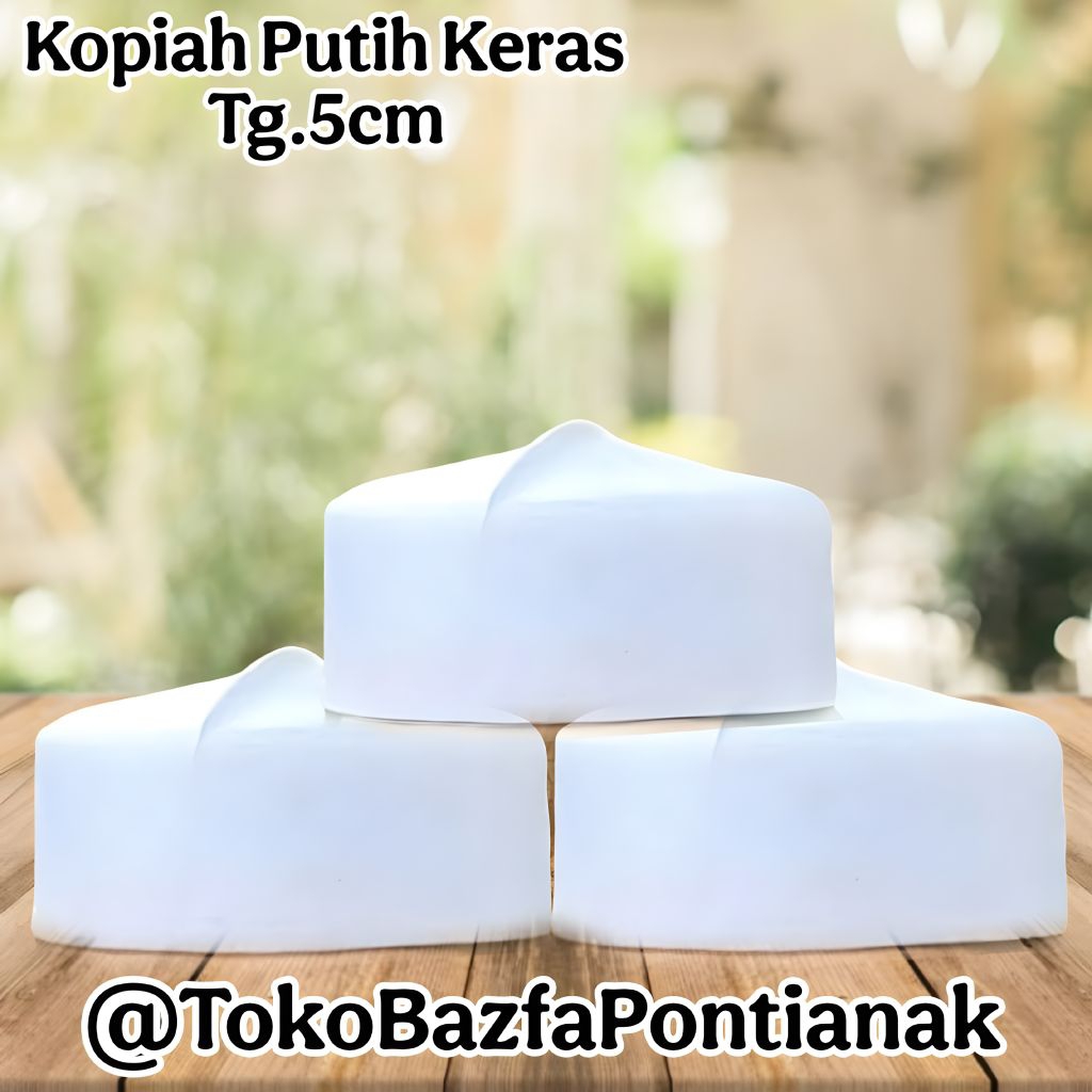 Kopiah Putih Keras tinggi 5cm