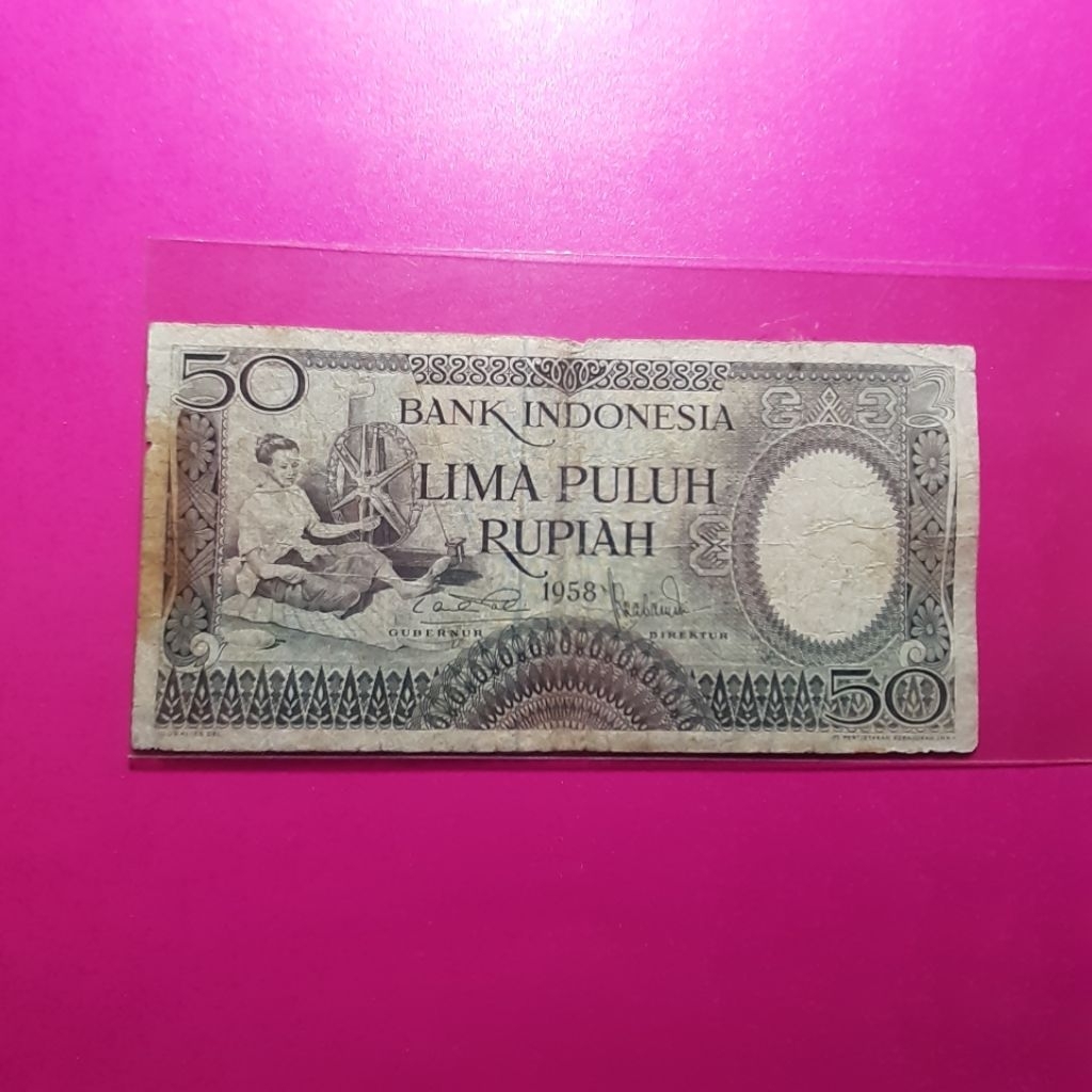 uang kuno 50 rupiah pekerja 1958
