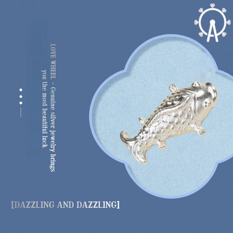 LOVE WHEEL{S999 Pure Silver Product}Perhiasan Ikan Koi & Huruf “Fu” Perak Murni S999 3D | Gelang Keb