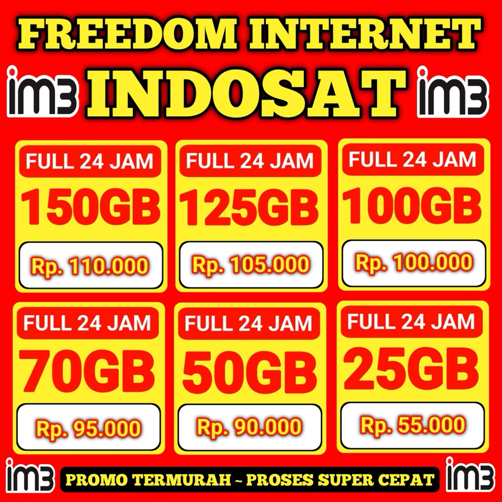 PAKET DATA INDOSAT 100GB FULL TANPA PEMBAGIAN