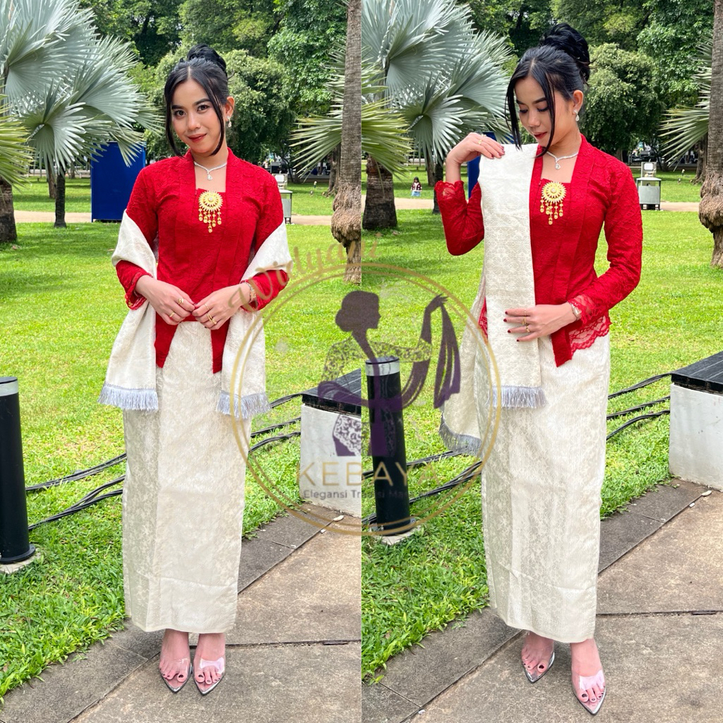 WIDYANI KEBAYA - Kebaya Kutu Baru Modern Brukat Warna Merah Size M-XXL Stelan Bridesmaid  Wisuda tun