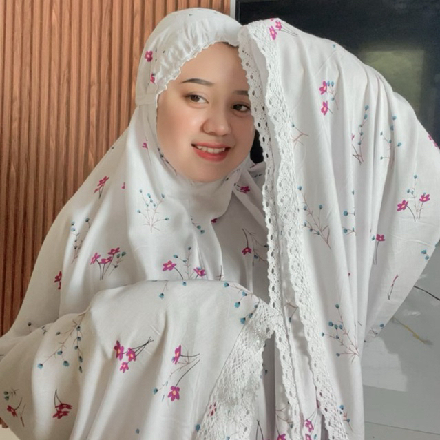 Mukena Rayon Motif Padi series Putih