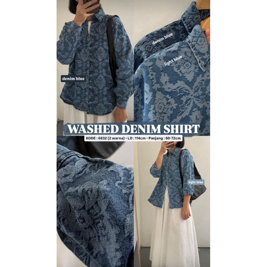 DENIM MOTIF - KEMEJA WANITA BAHAN DENIM