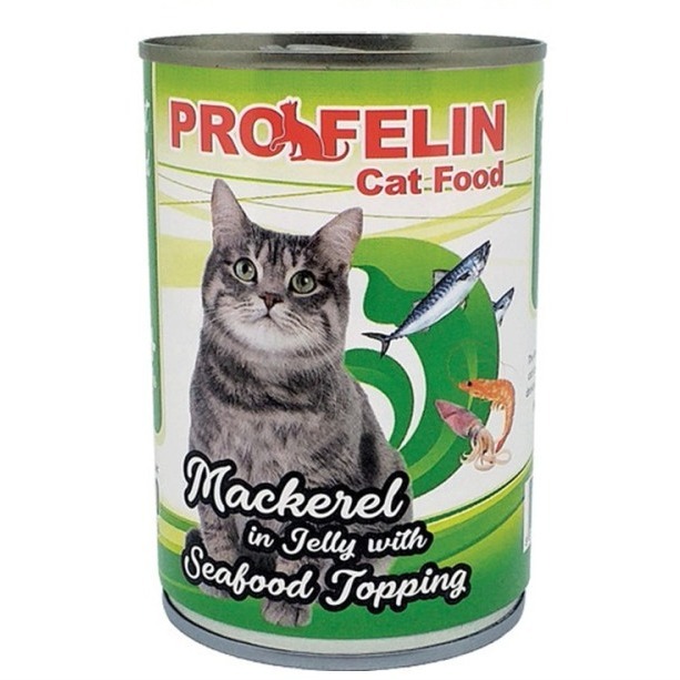 Profelin Mackerel In Jelly with Seafood 400gr, Makanan Basah Kucing Kaleng