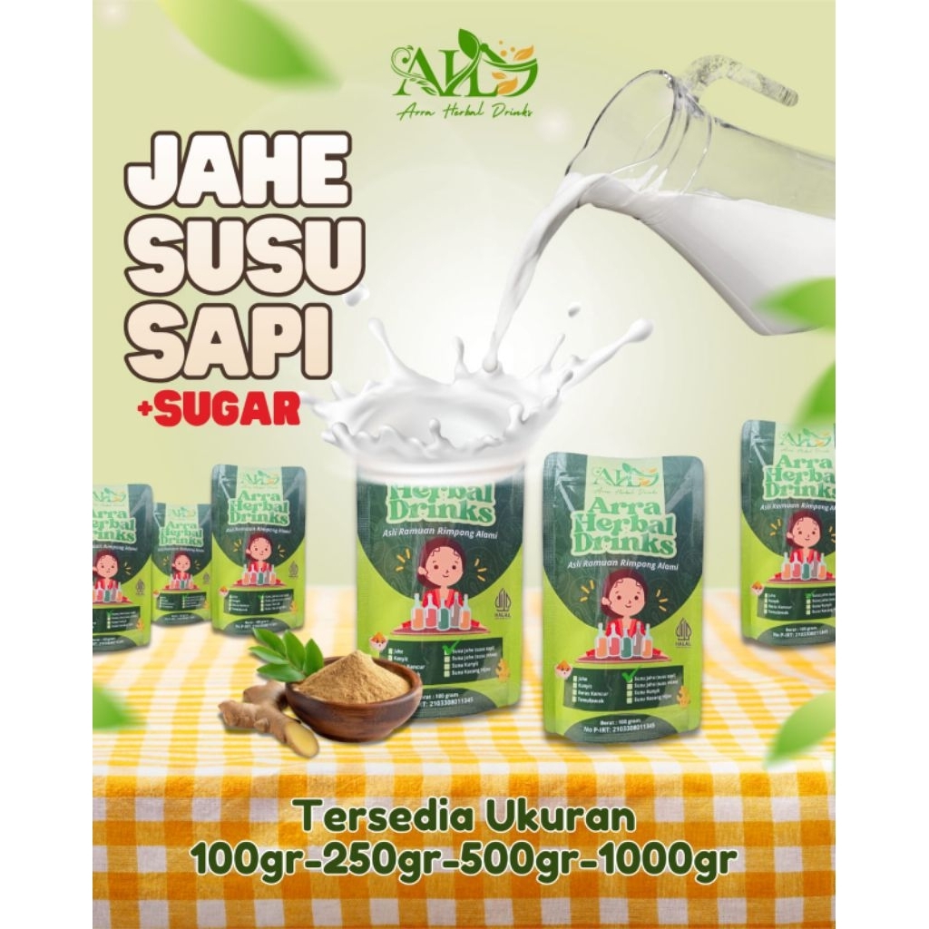 Susu Jahe Bubuk plus gula 500 gram ( susu sapi murni )