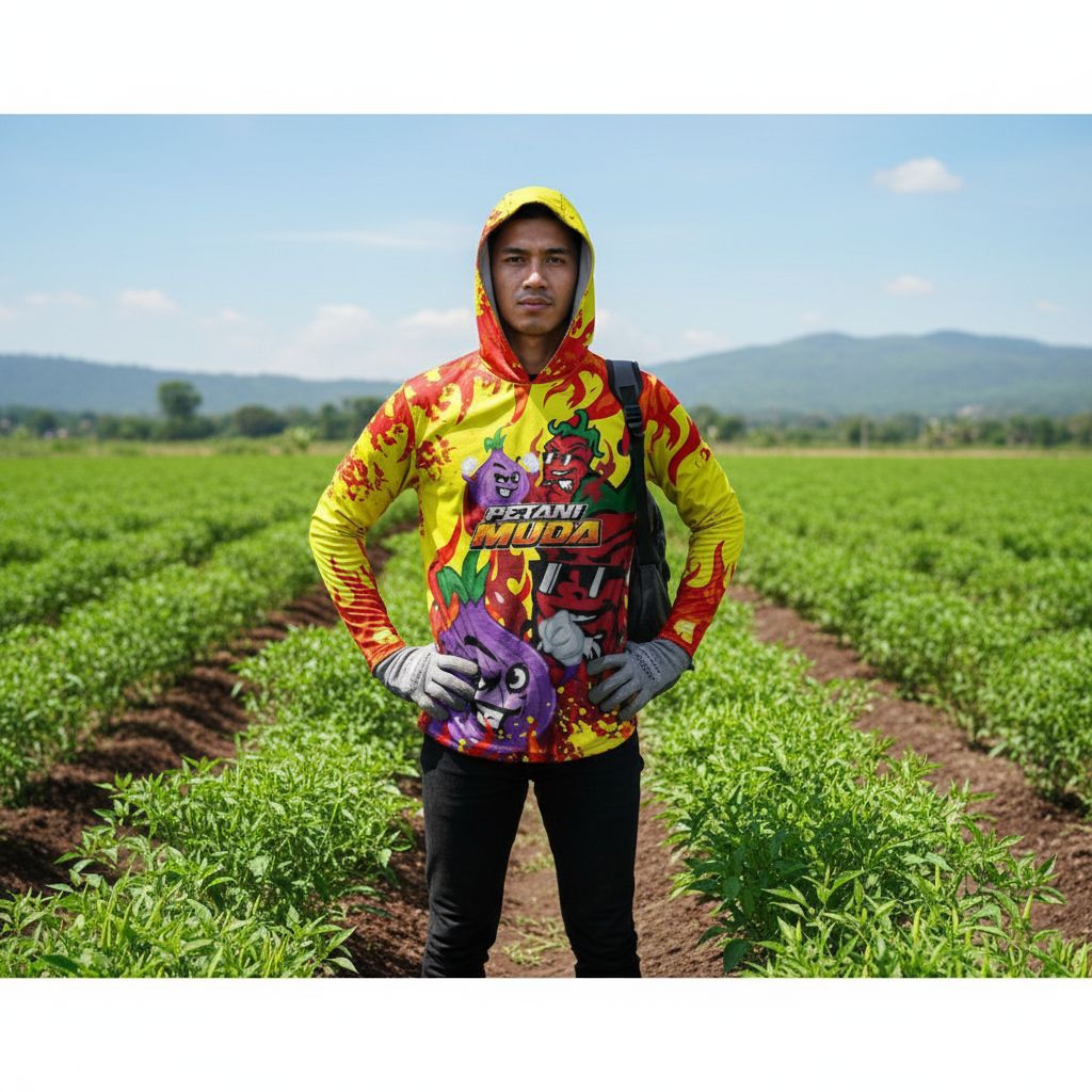 Jersey Petani Muda Bawang Lengan Panjang Printing