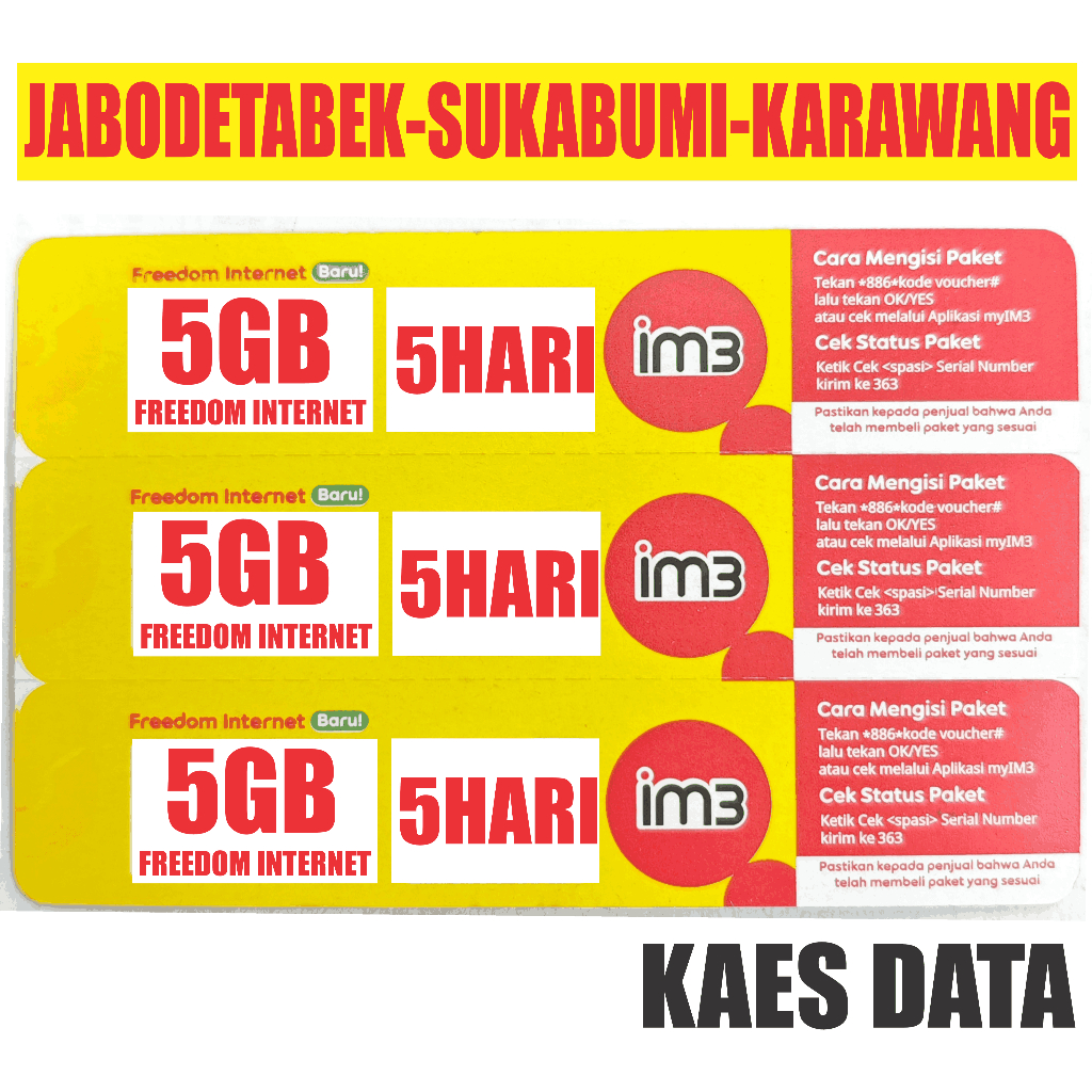 VOUCHER Indosat FREEDOM INTERNET 5GB l 7GB 5HARI