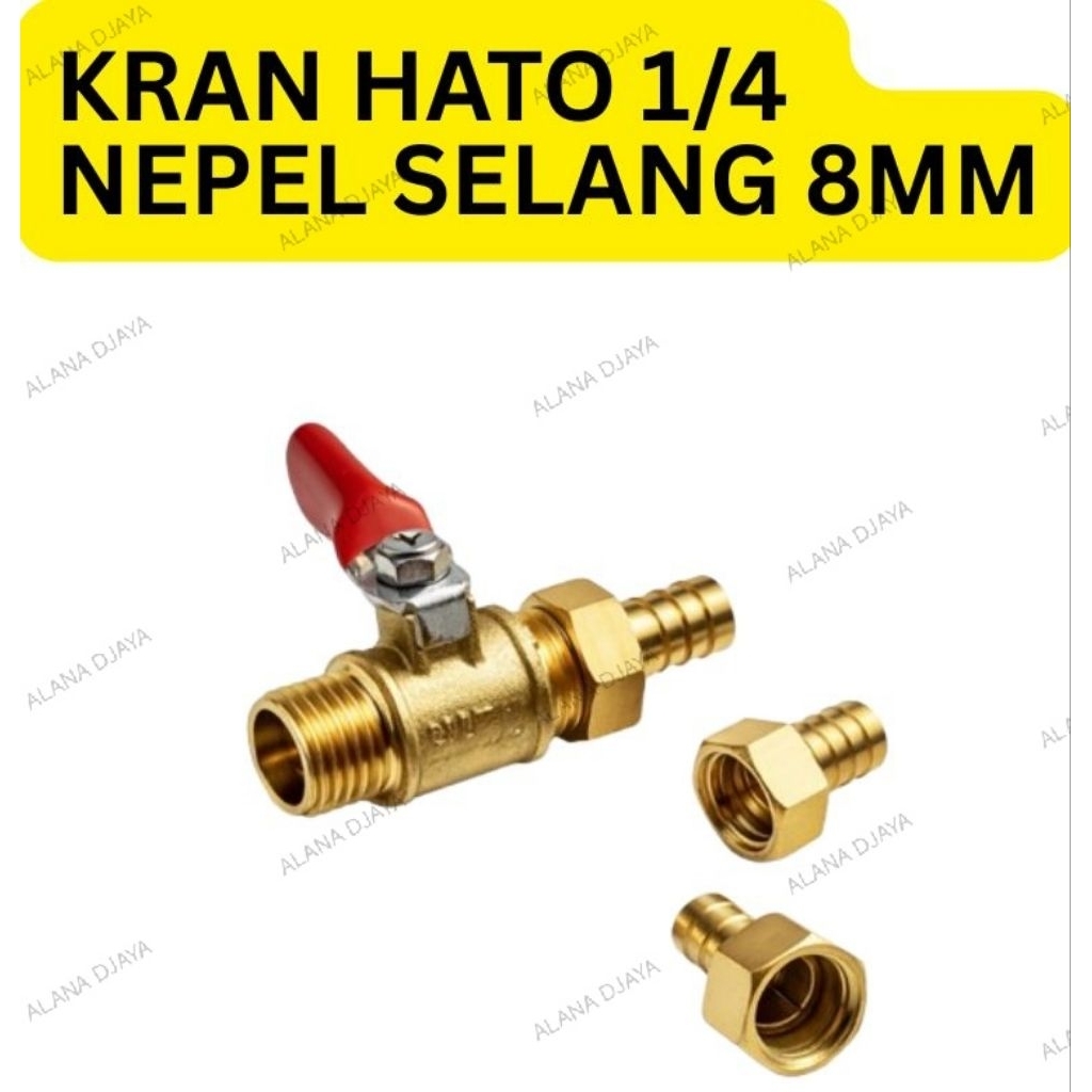 Kran Angin HATO 1/4" Nepel Selang 8mm