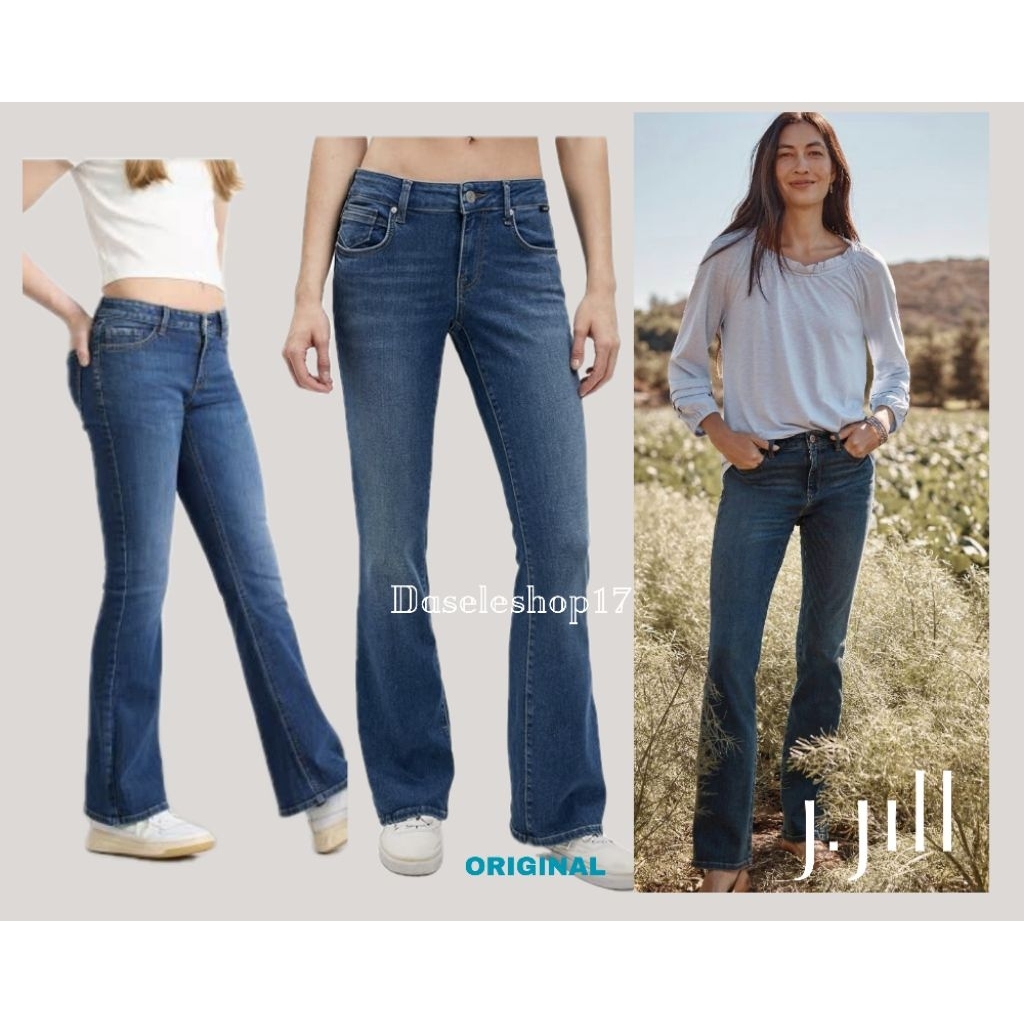 Slim Denim Bootcut j.jill strech-celana panjang denim