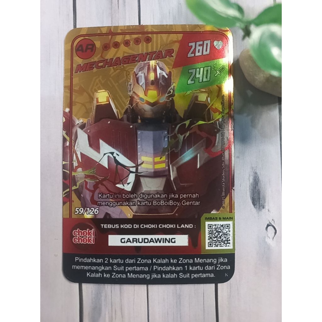 Kartu Mainan Trading Card Boboiboy SR Beliung Emas AR Mecagentar Baraju Original Choki Ckhoki Tradin