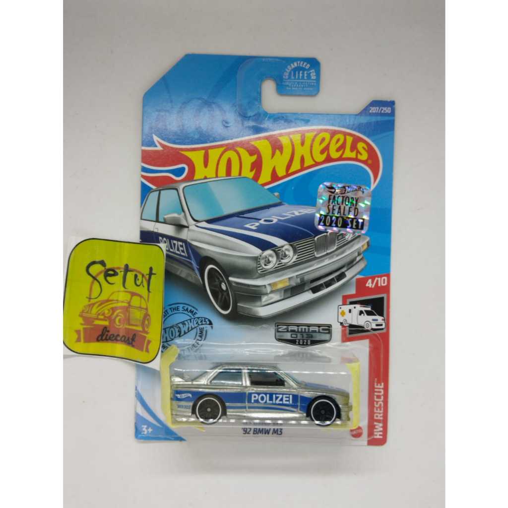 HOT WHEELS HOTWHEELS EXCLUSIVE 92 BMW M3 POLIZEI ZAMAC FACTORY SEALED FS RARE