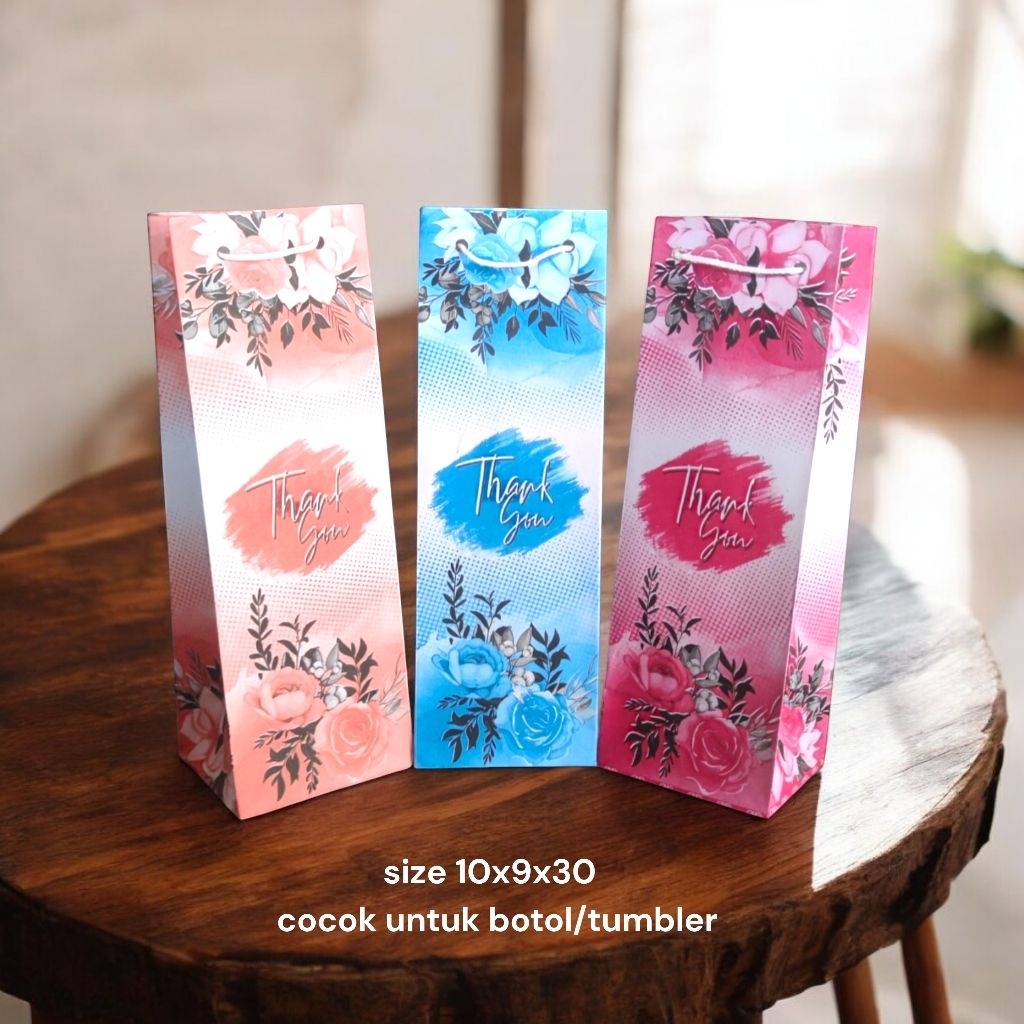 paper bag botol / tumbler size 10x9x30 / tas kertas / souvenir