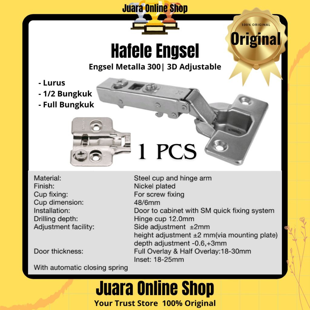 Engsel Sendok Hafele Metalla 300 SM Slow Motion Soft Close