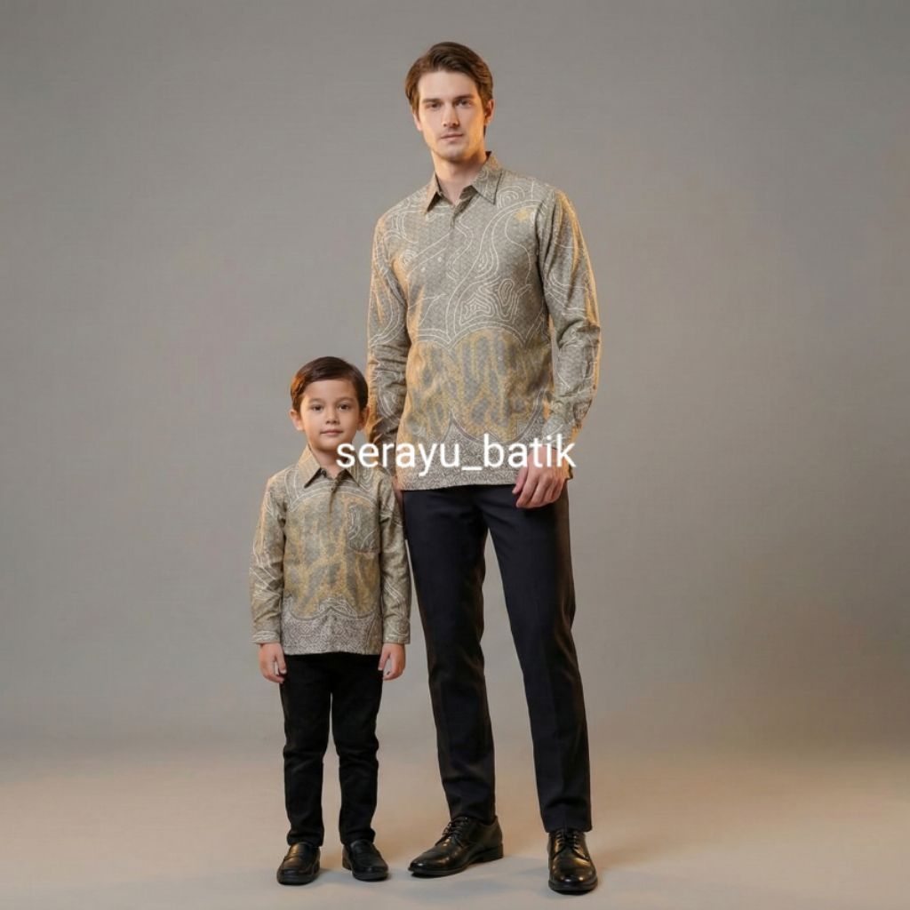 Batik Couple Ayah Dan Anak Motif Terbaru Warna Cream Batik Katun Solo Furing Ero Batik Pria Lengan P