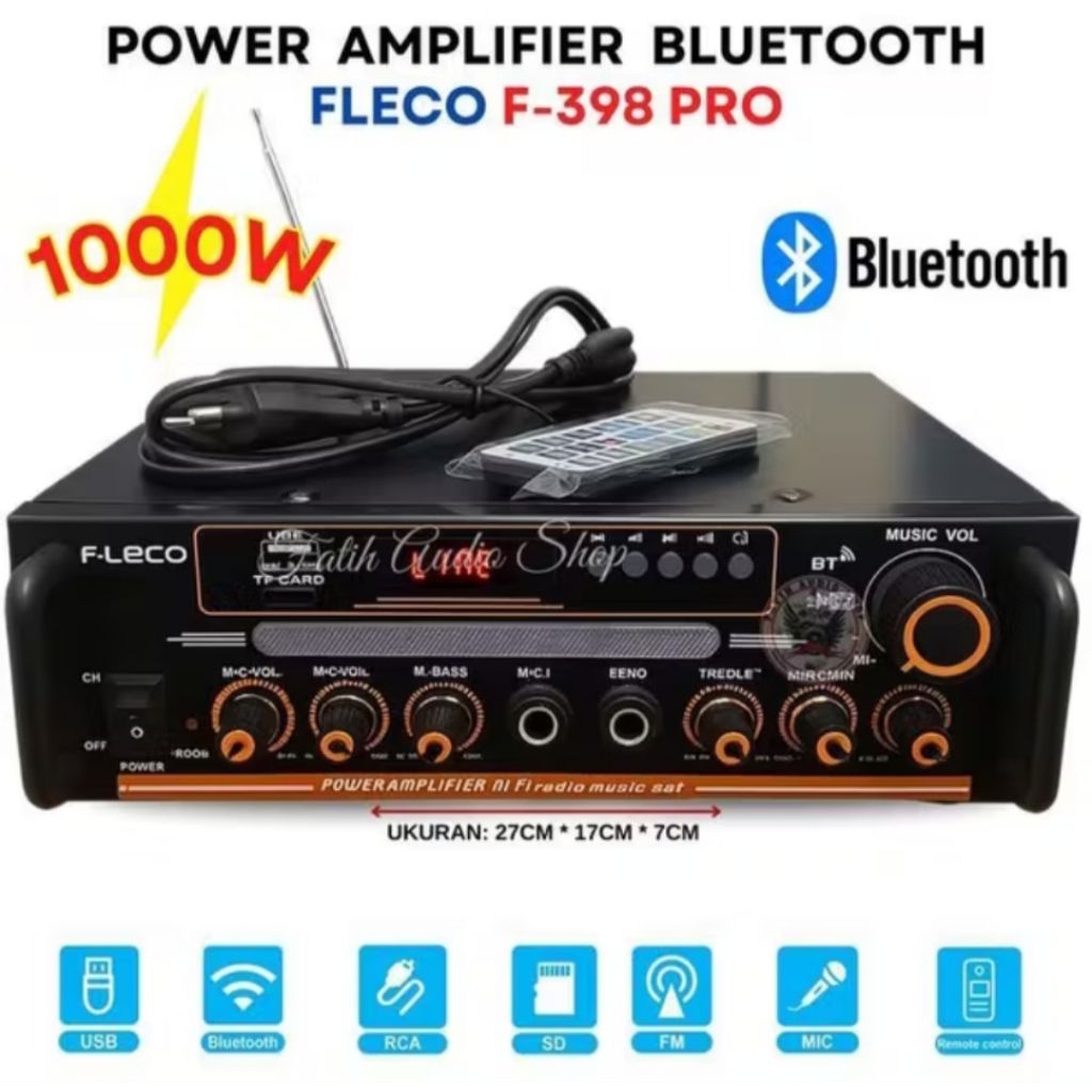 GRATIS ONGKIR POWER AMPLIFIER BLUETOOTH MIXER 1000 WATT FLECO F-398 PRO