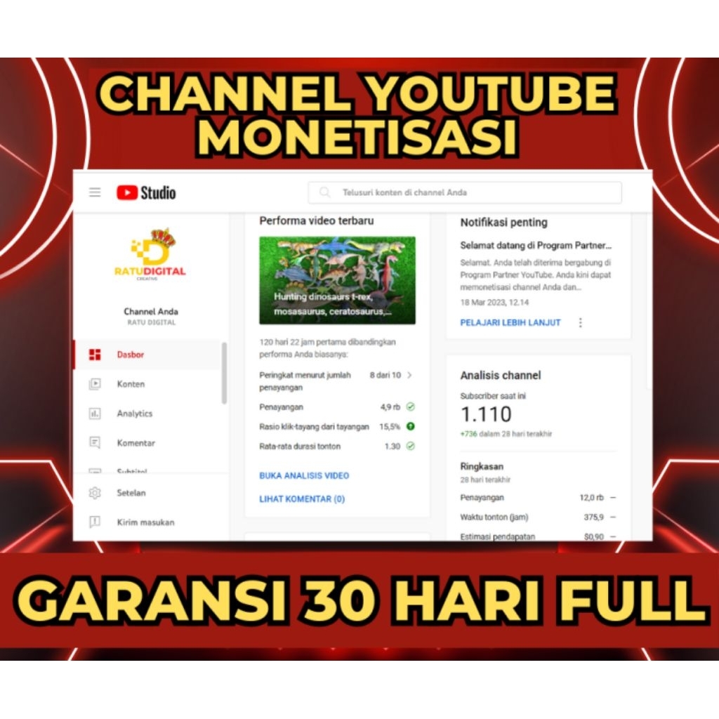 Ready Channel YouTube Monet Siap Pakai – Aman & Terpercaya