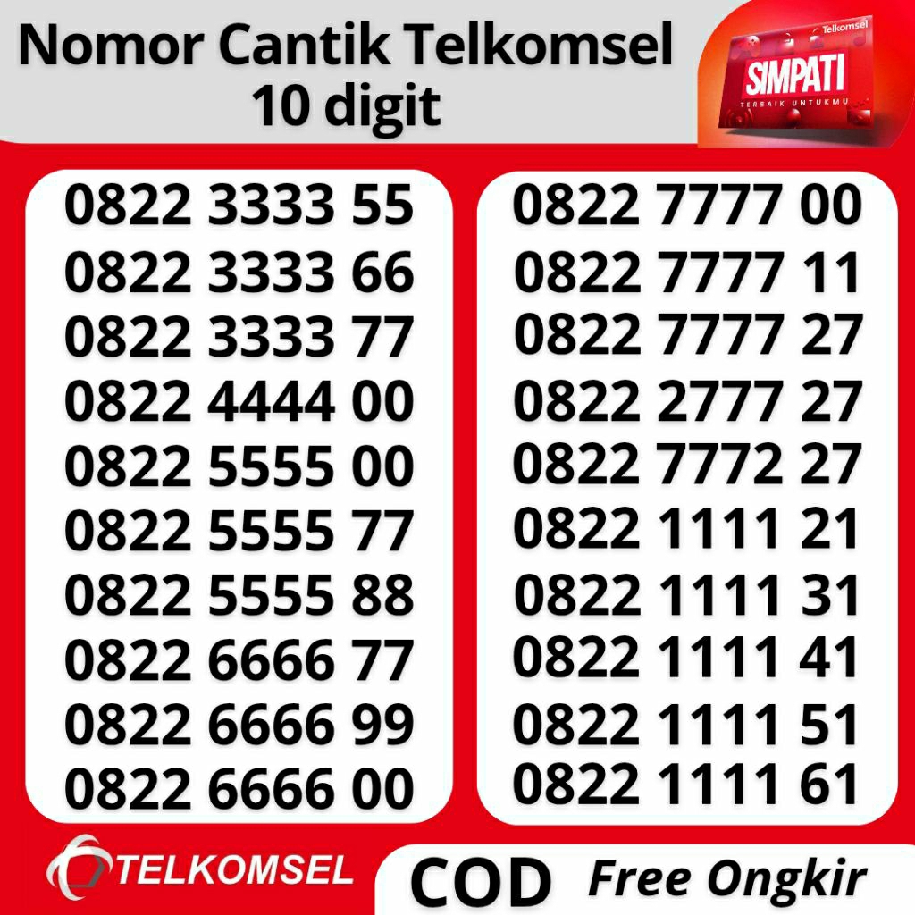 Nomor cantik telkomsel 10 digit - simpati 10 digit