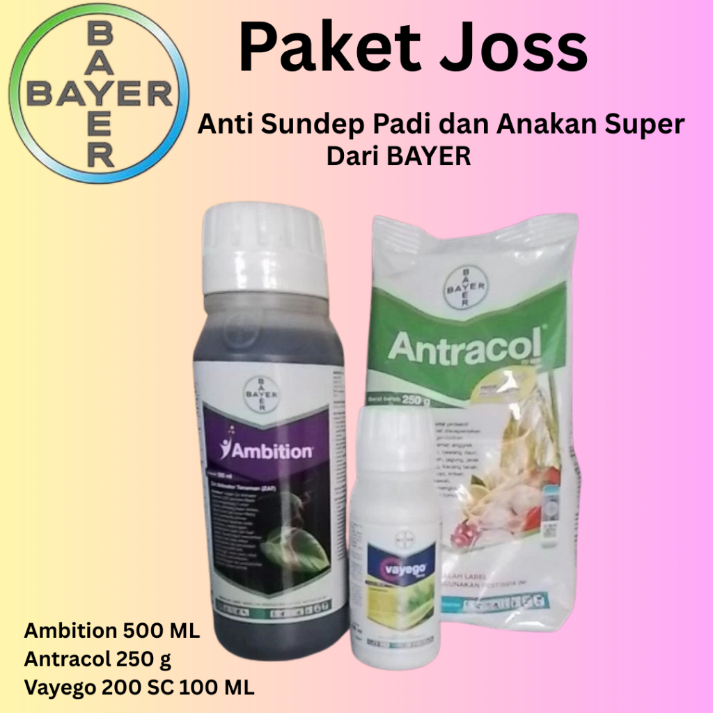 Paket Padi Joss anti sundep dan anakan super dari Bayer Vayego 100ml, Antracol 250ml, Ambition 500ml