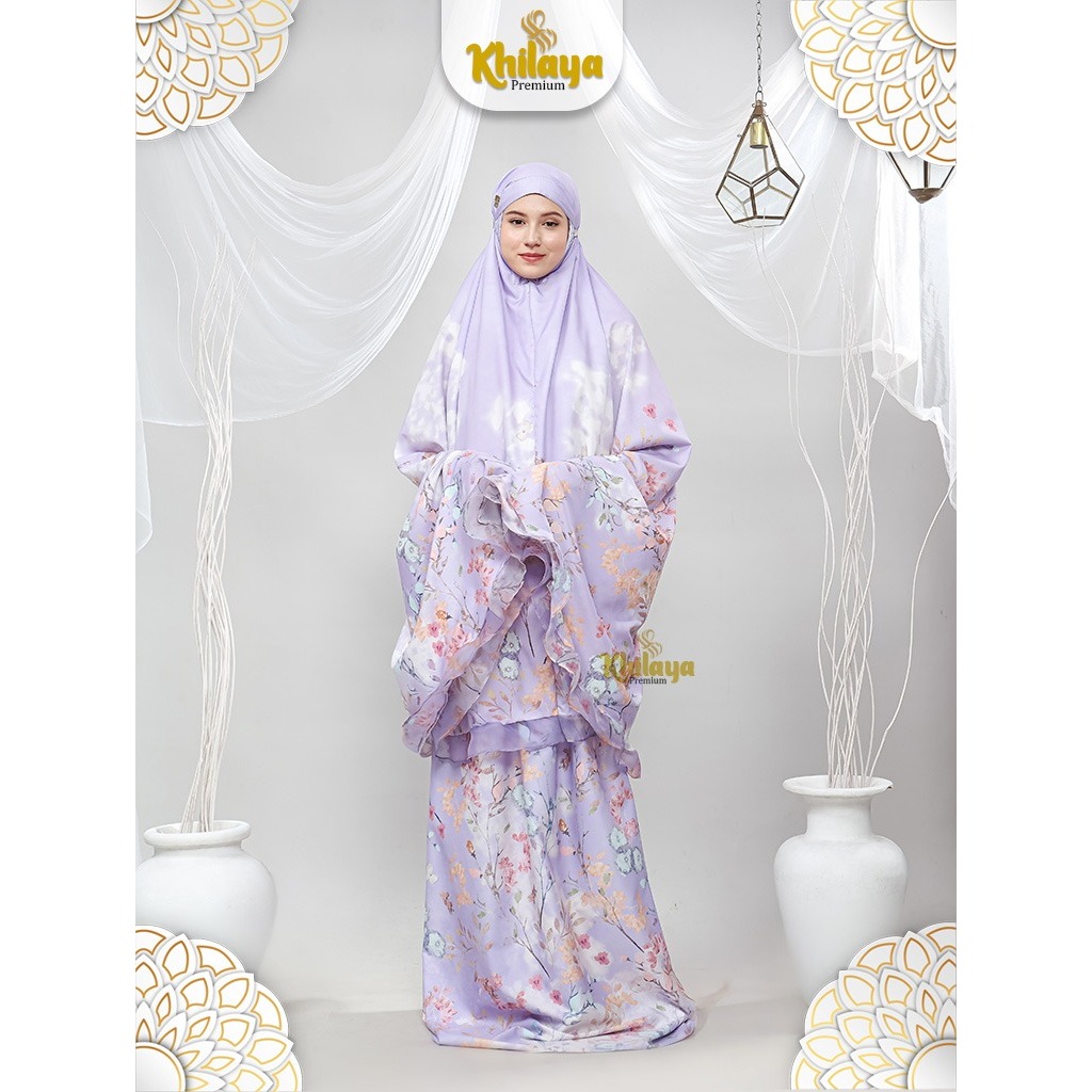 Mukena Bunga Sakura Silk Sutra Lembut Ukuran Jumbo