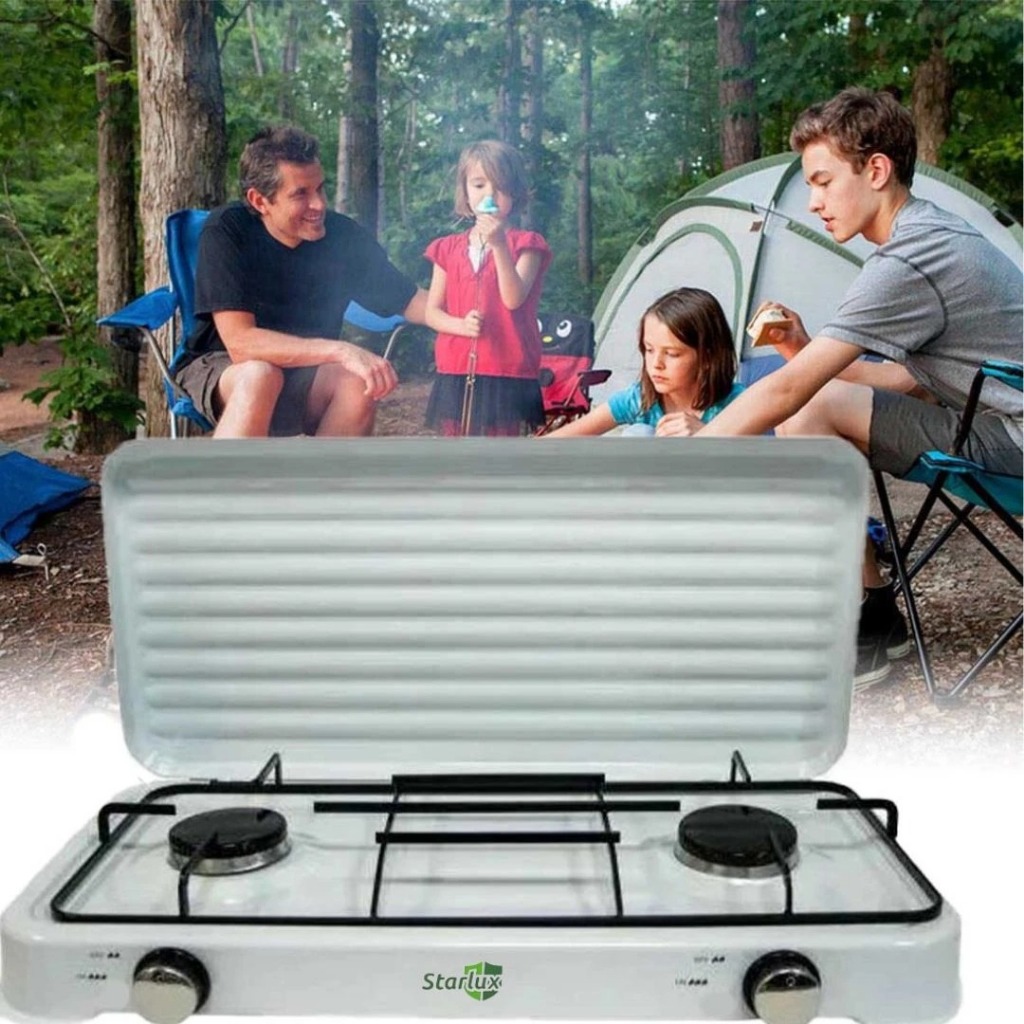 Starlux Kompor Gas Portable 2 Tungku Table Top Camping Stove - SGS-6002 - White