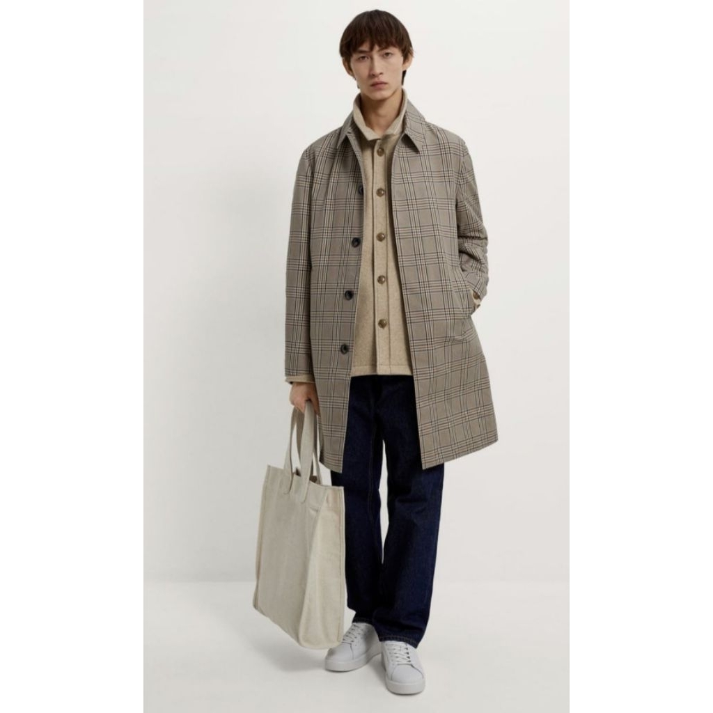 Coat jacket for men's ZARA Brown Plaid Nova Size S Fit L