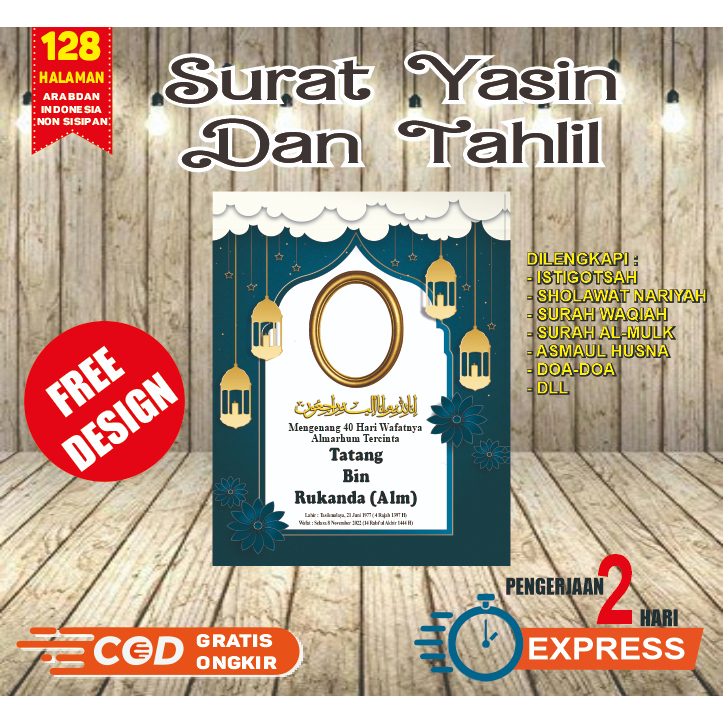 Cetak Buku Yasin Dan Tahlil Fadilah Custom Foto 128 Halaman 40 Harian Tahlilan Murah Tanpa Sisipan