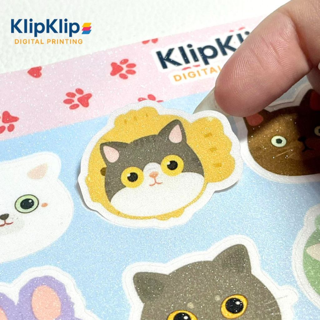 Sticker Pack Stiker Anak Kucing Lucu Glitter Cute Cats Aesthetic 1 Sheet untuk HP Journal - KK