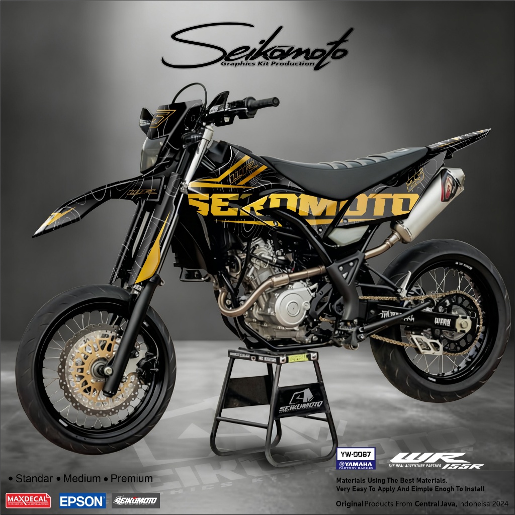 Decal Striping yamaha WR155 supermoto warna gold bisa reques nama dan nomor YW-0088